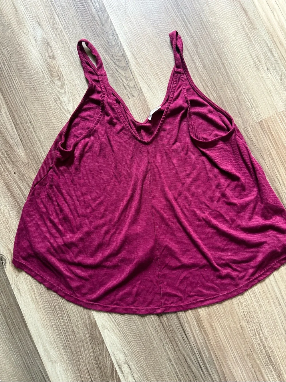 Free People Flowy V-Neck Tank Top - Berry Red